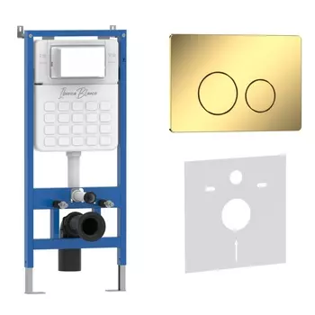 Комплект 2 в 1 Iberica Blanca инсталляция+клавиша смыва золото глянцевое IB.B081.006.002
