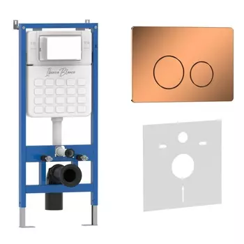 Комплект 2 в 1 Iberica Blanca инсталляция+клавиша смыва розовое золото глянцевое IB.B081.007.001