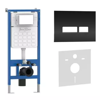 Комплект 2 в 1 Iberica Blanca инсталляция+клавиша смыва черный, глянцевая IB.B022.001.001