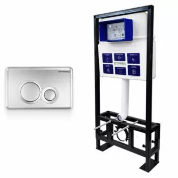 Комплект 2 в 1 инсталляция+клавиша смыва хром матовый Bettoserb Sava Free Standing SFS40006462