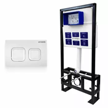 Комплект 2 в 1 инсталляция+клавиша смыва белый глянец Bettoserb Sava Free Standing SFS40006470