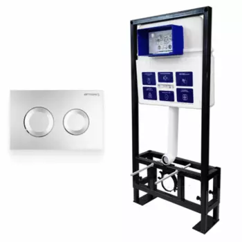 Комплект 2 в 1 инсталляция+клавиша смыва хром матовый Bettoserb Sava Free Standing SFS40006468