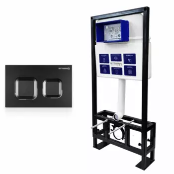 Комплект 2 в 1 инсталляция+клавиша смыва черный матовый Bettoserb Sava Free Standing SFS40006471