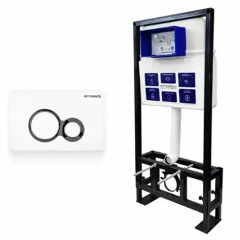 Комплект 2 в 1 инсталляция+клавиша смыва белый глянец/хром матовый Bettoserb Sava Free Standing SFS40006458