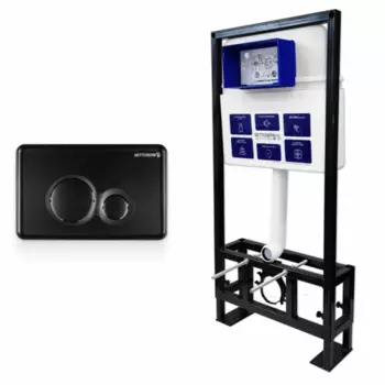 Комплект 2 в 1 инсталляция+клавиша смыва черный матовый Bettoserb Sava Free Standing SFS40006459