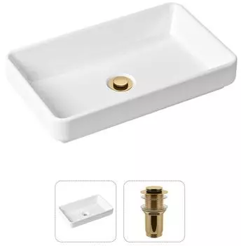 Комплект 2 в 1 Lavinia Boho Bathroom Sink 21520812: накладная фарфоровая раковина 55 см, донный клапан