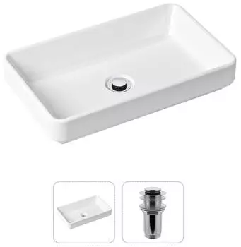Комплект 2 в 1 Lavinia Boho Bathroom Sink 21520808: накладная фарфоровая раковина 55 см, донный клапан