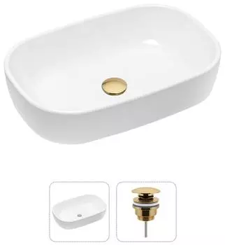 Комплект 2 в 1 Lavinia Boho Bathroom Sink 21520793: накладная фарфоровая раковина 54 см, донный клапан