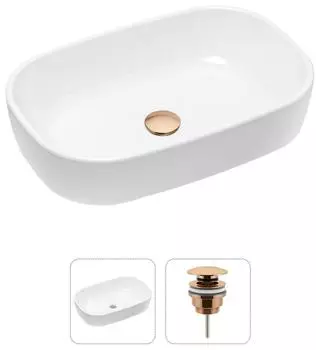 Комплект 2 в 1 Lavinia Boho Bathroom Sink 21520795: накладная фарфоровая раковина 54 см, донный клапан