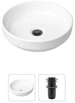 Комплект 2 в 1 Lavinia Boho Bathroom Sink 21520820: накладная фарфоровая раковина 40 см, донный клапан