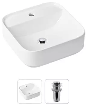 Комплект 2 в 1 Lavinia Boho Bathroom Sink 21520838: накладная фарфоровая раковина 42 см, донный клапан