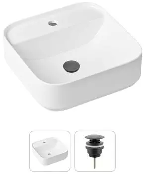 Комплект 2 в 1 Lavinia Boho Bathroom Sink 21520841: накладная фарфоровая раковина 42 см, донный клапан