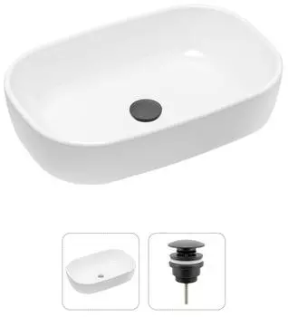 Комплект 2 в 1 Lavinia Boho Bathroom Sink 21520791: накладная фарфоровая раковина 54 см, донный клапан