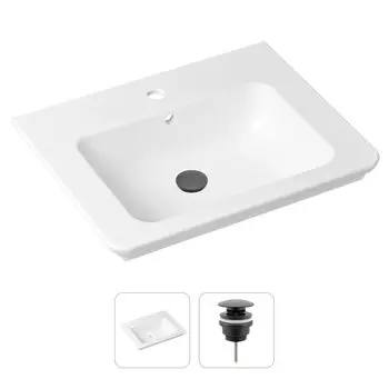 Комплект 2 в 1 Lavinia Boho Bathroom Sink 21520861: врезная фарфоровая раковина 60 см, донный клапан