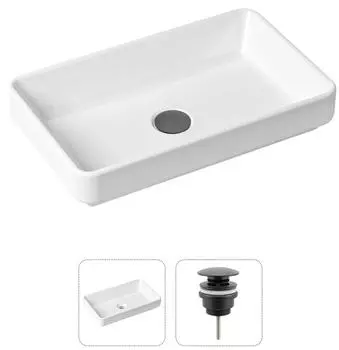 Комплект 2 в 1 Lavinia Boho Bathroom Sink 21520811: накладная фарфоровая раковина 55 см, донный клапан