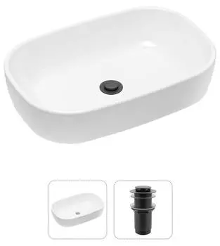 Комплект 2 в 1 Lavinia Boho Bathroom Sink 21520790: накладная фарфоровая раковина 54 см, донный клапан