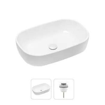 Комплект 2 в 1 Lavinia Boho Bathroom Sink 21520797: накладная фарфоровая раковина 54 см, донный клапан