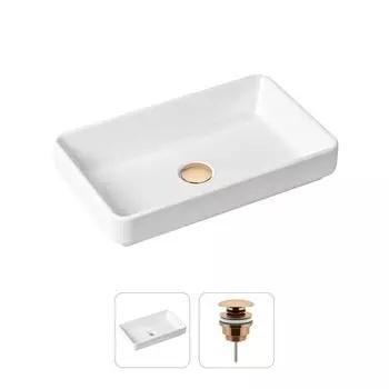 Комплект 2 в 1 Lavinia Boho Bathroom Sink 21520815: накладная фарфоровая раковина 55 см, донный клапан