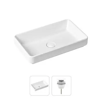 Комплект 2 в 1 Lavinia Boho Bathroom Sink 21520817: накладная фарфоровая раковина 55 см, донный клапан