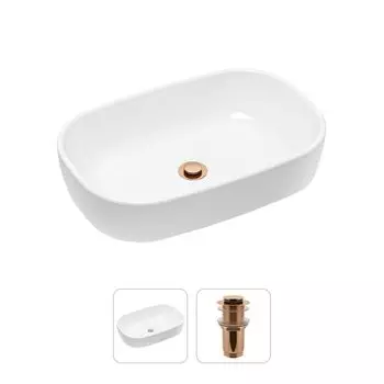 Комплект 2 в 1 Lavinia Boho Bathroom Sink 21520794: накладная фарфоровая раковина 54 см, донный клапан