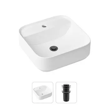 Комплект 2 в 1 Lavinia Boho Bathroom Sink 21520840: накладная фарфоровая раковина 42 см, донный клапан