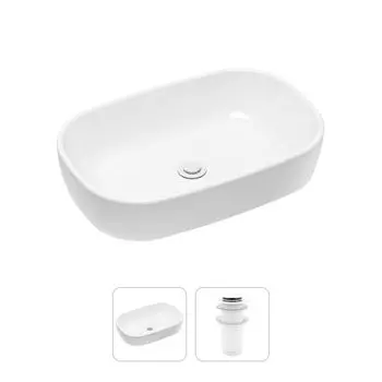 Комплект 2 в 1 Lavinia Boho Bathroom Sink 21520796: накладная фарфоровая раковина 54 см, донный клапан