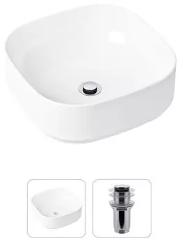 Комплект 2 в 1 Lavinia Boho Bathroom Sink 21520828: накладная фарфоровая раковина 40 см, донный клапан