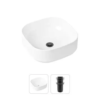 Комплект 2 в 1 Lavinia Boho Bathroom Sink 21520830: накладная фарфоровая раковина 40 см, донный клапан