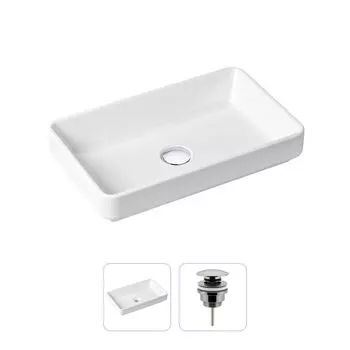 Комплект 2 в 1 Lavinia Boho Bathroom Sink 21520809: накладная фарфоровая раковина 55 см, донный клапан