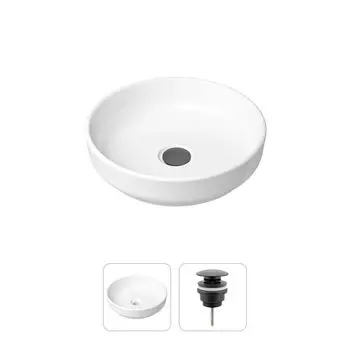 Комплект 2 в 1 Lavinia Boho Bathroom Sink 21520821: накладная фарфоровая раковина 40 см, донный клапан