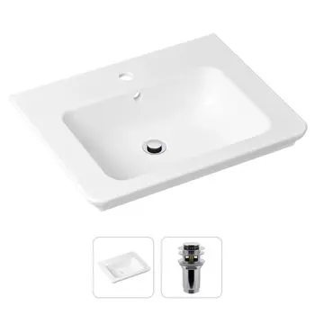 Комплект 2 в 1 Lavinia Boho Bathroom Sink 21520858: врезная фарфоровая раковина 60 см, донный клапан