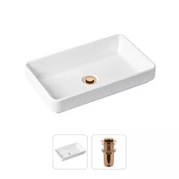 Комплект 2 в 1 Lavinia Boho Bathroom Sink 21520814: накладная фарфоровая раковина 55 см, донный клапан