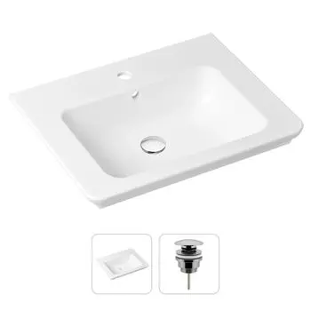 Комплект 2 в 1 Lavinia Boho Bathroom Sink 21520859: врезная фарфоровая раковина 60 см, донный клапан