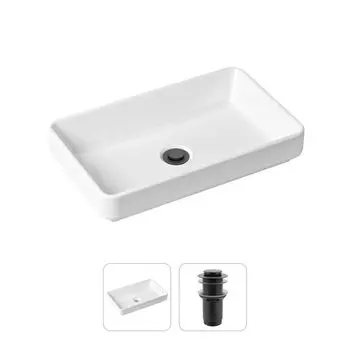 Комплект 2 в 1 Lavinia Boho Bathroom Sink 21520810: накладная фарфоровая раковина 55 см, донный клапан