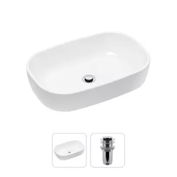 Комплект 2 в 1 Lavinia Boho Bathroom Sink 21520788: накладная фарфоровая раковина 54 см, донный клапан