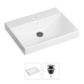Комплект 2 в 1 Lavinia Boho Bathroom Sink 21520891: врезная фарфоровая раковина 60 см, донный клапан