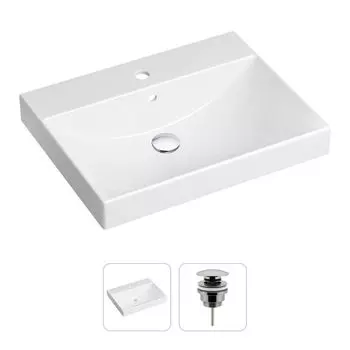 Комплект 2 в 1 Lavinia Boho Bathroom Sink 21520889: врезная фарфоровая раковина 60 см, донный клапан