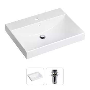 Комплект 2 в 1 Lavinia Boho Bathroom Sink 21520888: врезная фарфоровая раковина 60 см, донный клапан