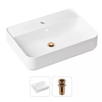 Комплект 2 в 1 Lavinia Boho Bathroom Sink 21520854: накладная фарфоровая раковина 60 см, донный клапан