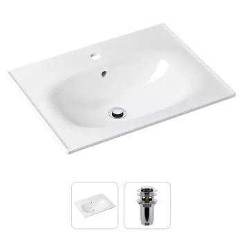 Комплект 2 в 1 Lavinia Boho Bathroom Sink 21520868: врезная фарфоровая раковина 60 см, донный клапан