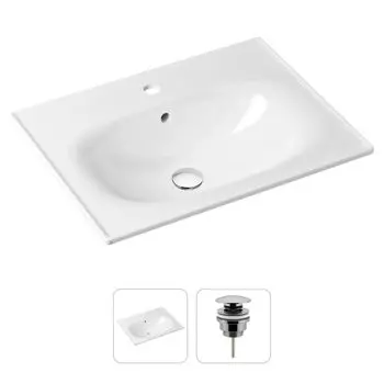 Комплект 2 в 1 Lavinia Boho Bathroom Sink 21520869: врезная фарфоровая раковина 60 см, донный клапан