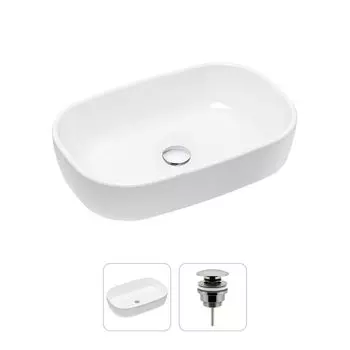 Комплект 2 в 1 Lavinia Boho Bathroom Sink 21520799: накладная фарфоровая раковина 54 см, донный клапан