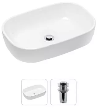 Комплект 2 в 1 Lavinia Boho Bathroom Sink 21520798: накладная фарфоровая раковина 54 см, донный клапан