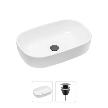 Комплект 2 в 1 Lavinia Boho Bathroom Sink 21520801: накладная фарфоровая раковина 54 см, донный клапан