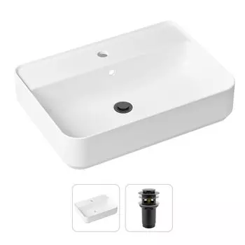 Комплект 2 в 1 Lavinia Boho Bathroom Sink 21520850: накладная фарфоровая раковина 60 см, донный клапан