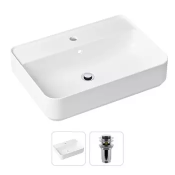 Комплект 2 в 1 Lavinia Boho Bathroom Sink 21520848: накладная фарфоровая раковина 60 см, донный клапан