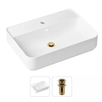 Комплект 2 в 1 Lavinia Boho Bathroom Sink 21520852: накладная фарфоровая раковина 60 см, донный клапан