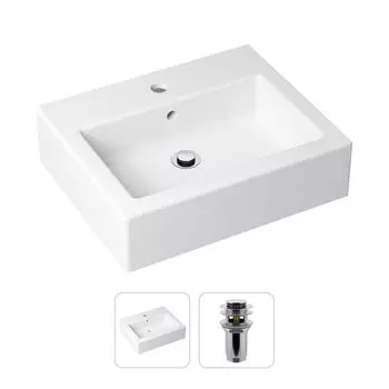 Комплект 2 в 1 Lavinia Boho Bathroom Sink 21520908: накладная фарфоровая раковина 50 см, донный клапан
