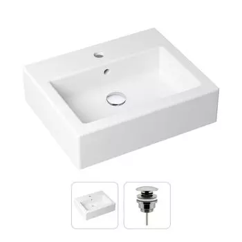 Комплект 2 в 1 Lavinia Boho Bathroom Sink 21520909: накладная фарфоровая раковина 50 см, донный клапан