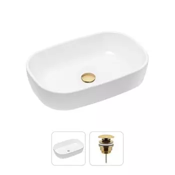 Комплект 2 в 1 Lavinia Boho Bathroom Sink 21520803: накладная фарфоровая раковина 54 см, донный клапан